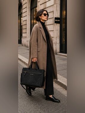 Italian Designer POLICE Pyramid Black Luxe LARGE Tote Bag European Import